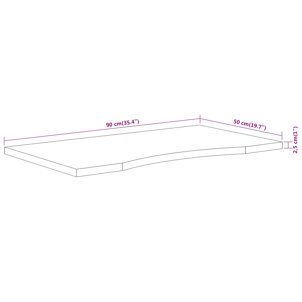 Stolní Deska 90X50X2,5 Cm Obdélníková Masivní Akáciové Dřevo Betonová Šedá