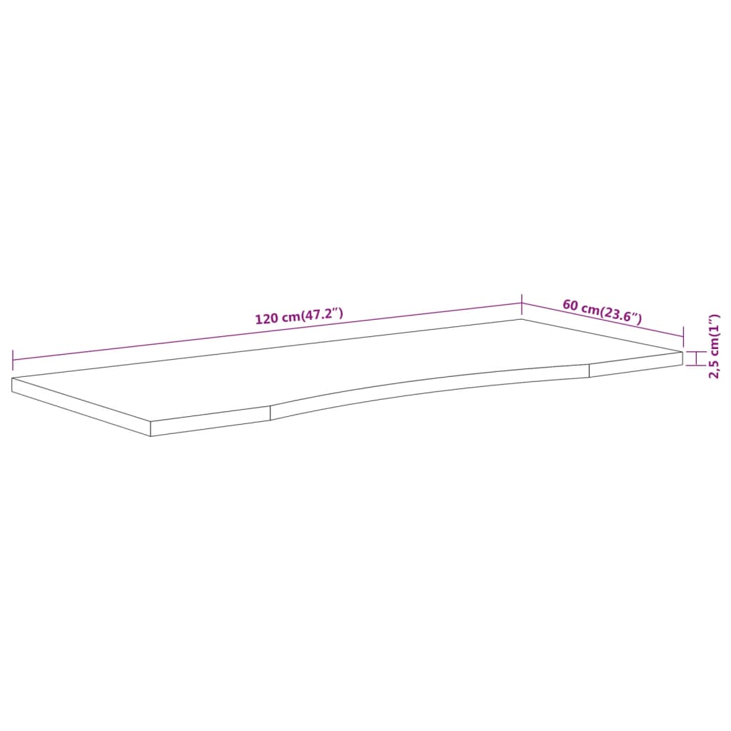 Stolní Deska 120X60X2,5 Cm Obdélníková Masivní Akáciové Dřevo