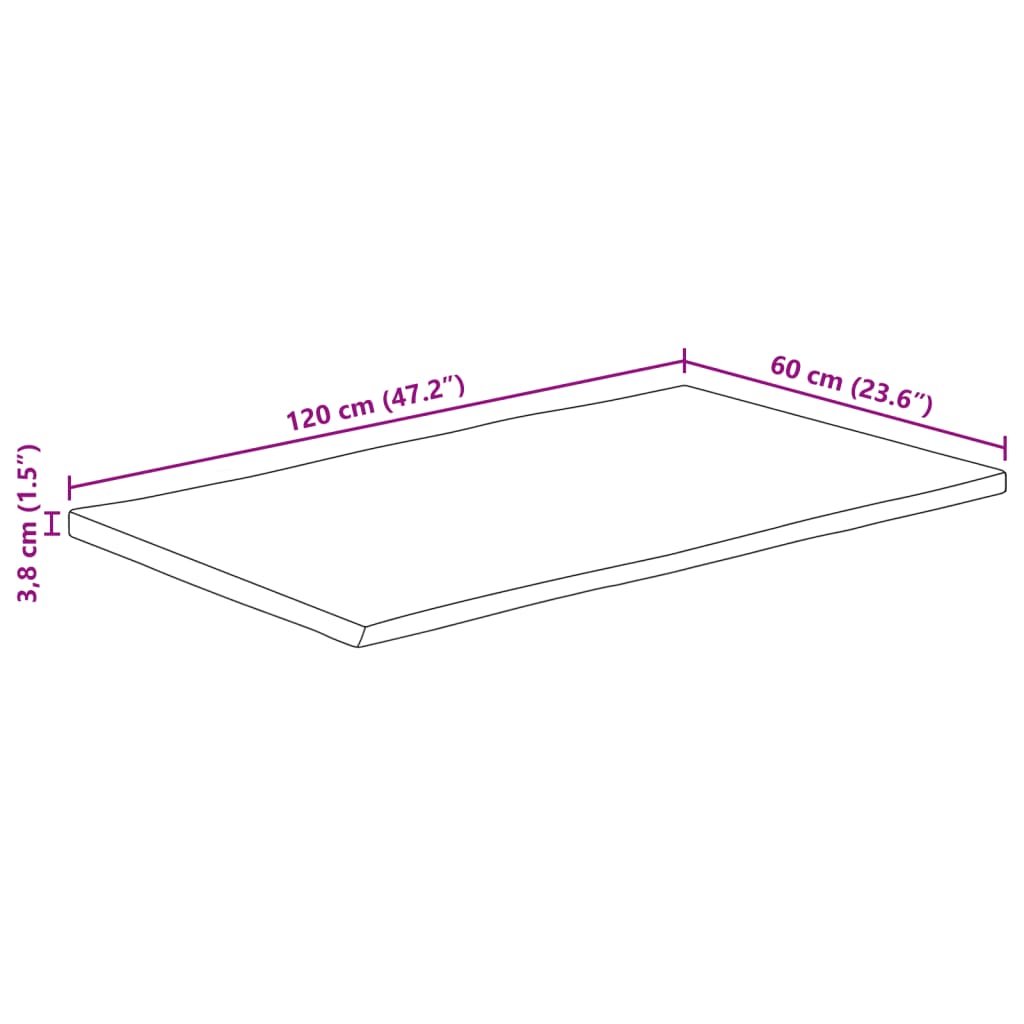 Stolní Deska 120X60X3,8Cm Obdélníková Masivní Akácie Živá Hrana