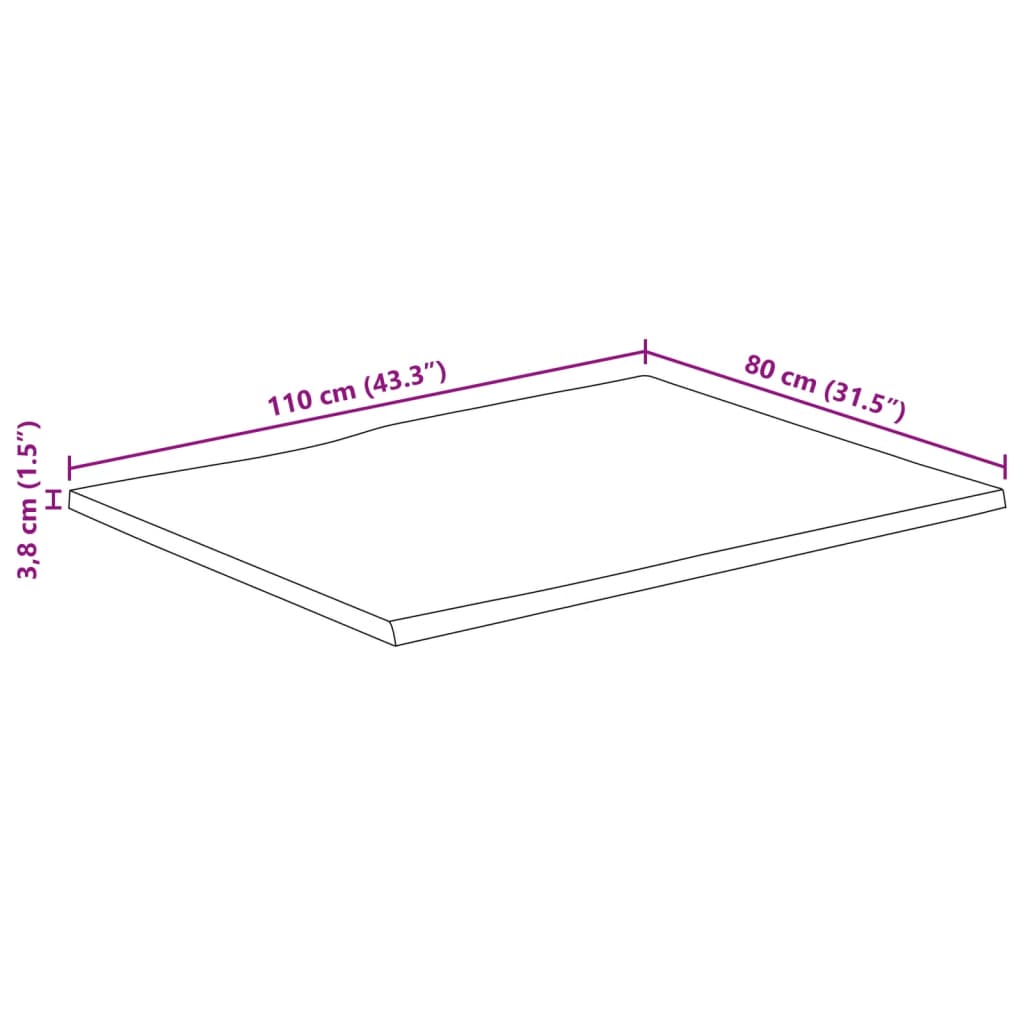 Stolní Deska Živá Hrana 110X80X3,8 Cm Masivní Hrubý Mangovník