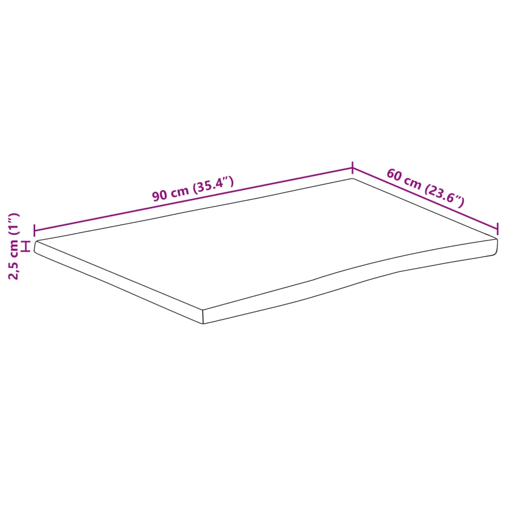 Stolní Deska 90 X 60 X 2,5 Cm Živá Hrana Mangovníkové Dřevo