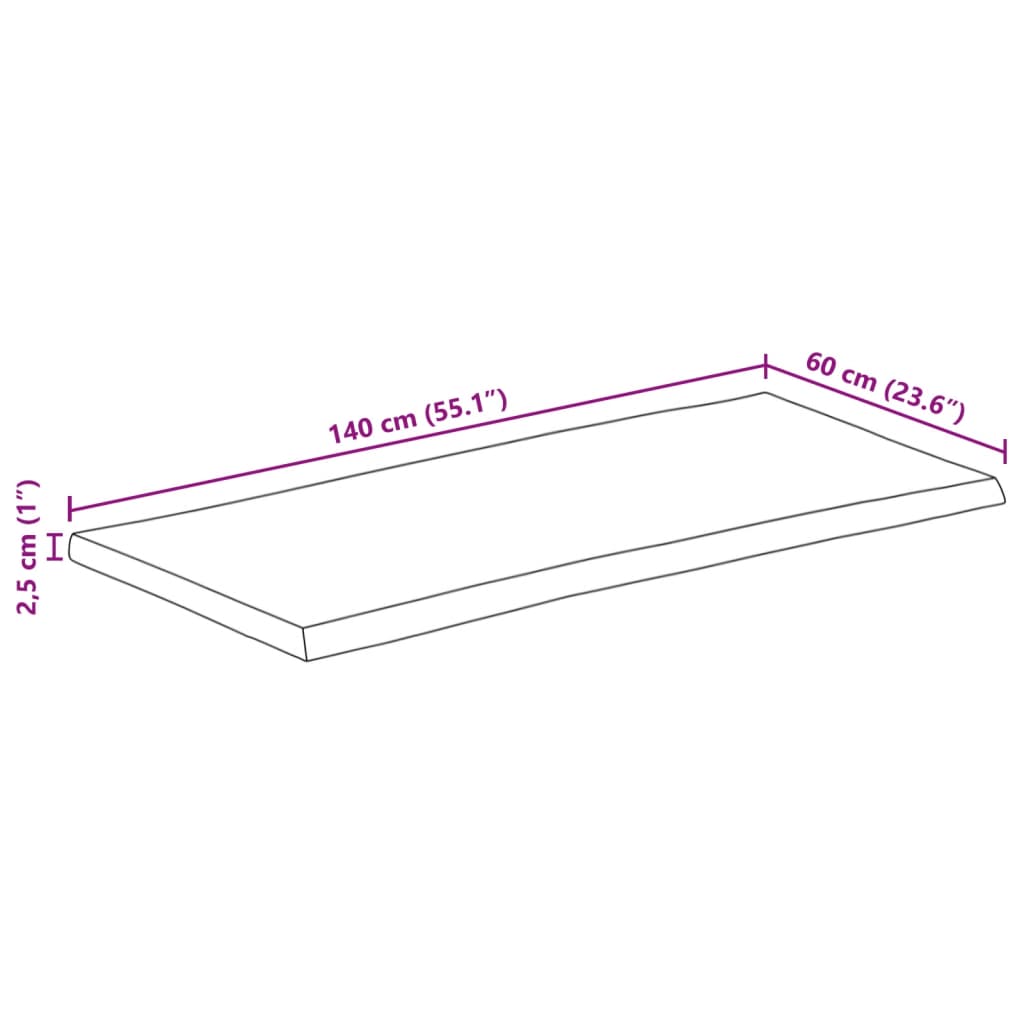 Stolní Deska 140 X 60 X 2,5 Cm Živá Hrana Mangovníkové Dřevo