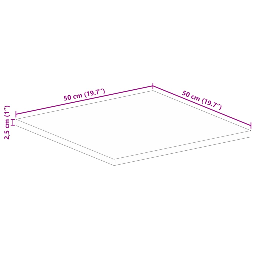 Stolní Deska 50 X 50 X 2,5 Cm Čtvercová Masivní Akáciové Dřevo