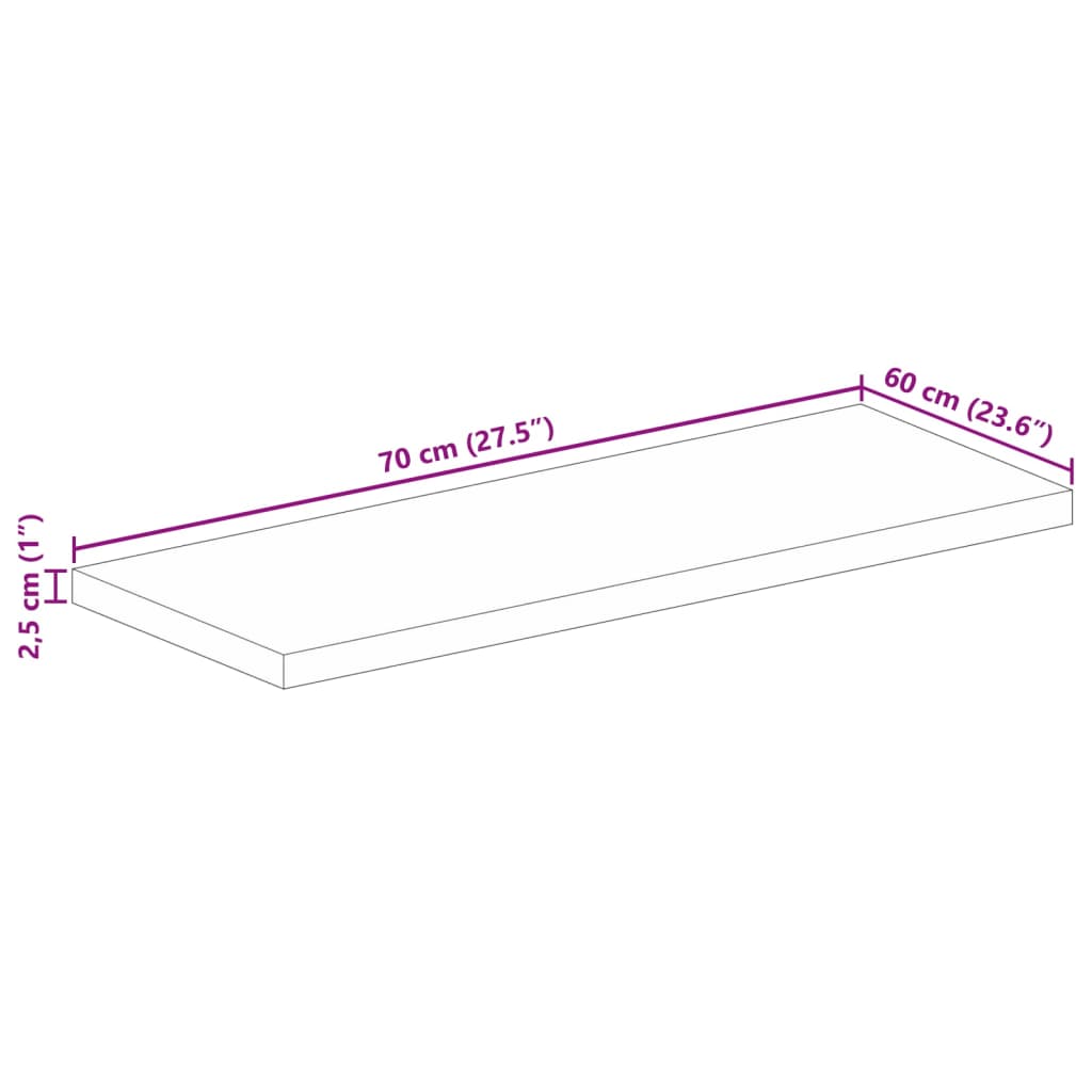 Stolní Deska 70X60X2,5 Cm Obdélníková Masivní Akáciové Dřevo