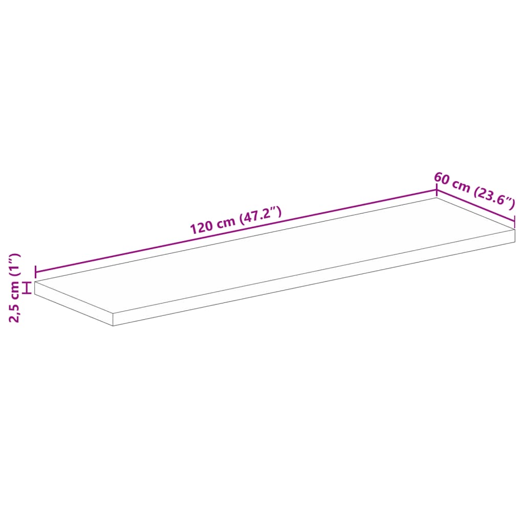 Stolní Deska 120X60X2,5 Cm Obdélníková Masivní Akáciové Dřevo