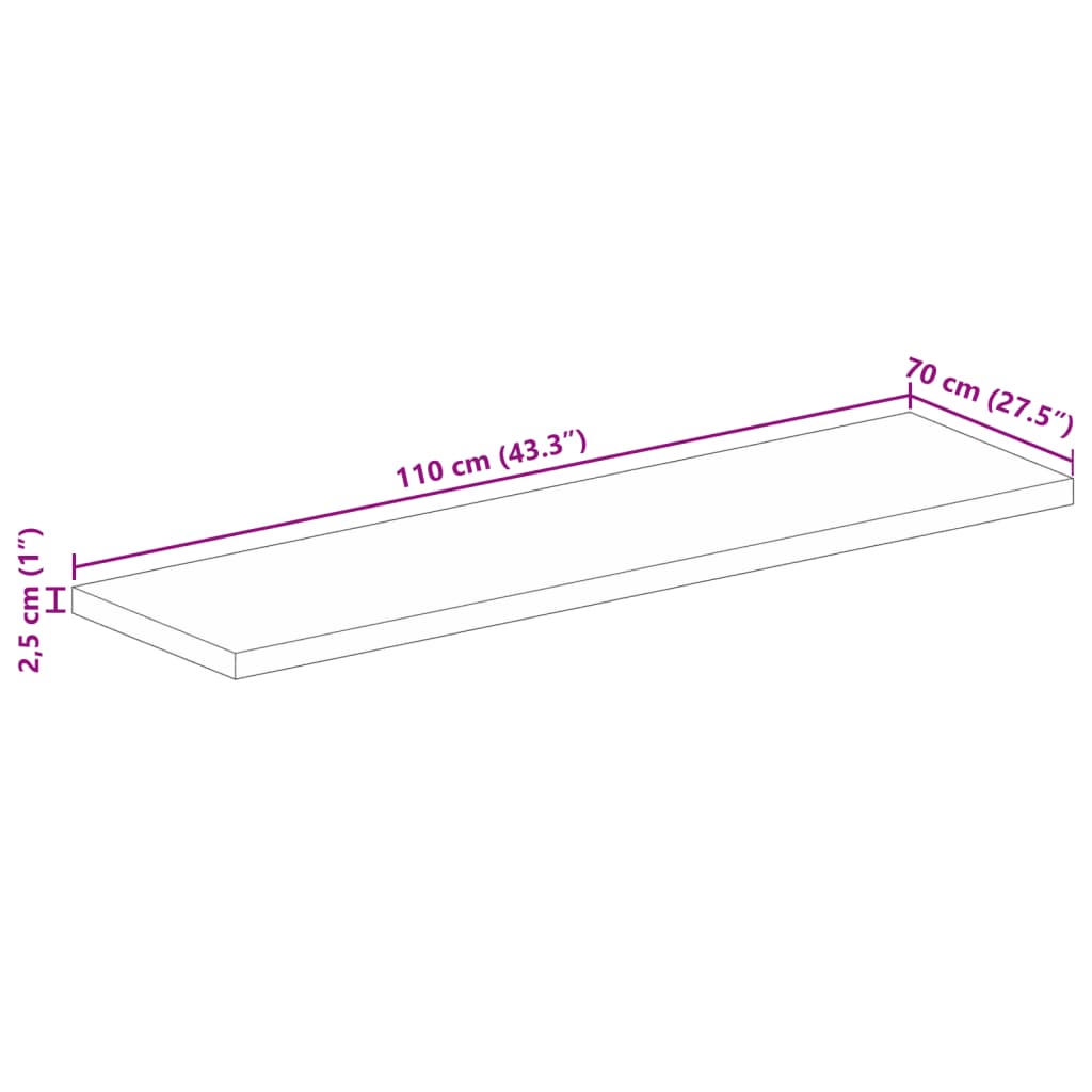 Stolní Deska 110X70X2,5 Cm Obdélníková Masivní Akáciové Dřevo