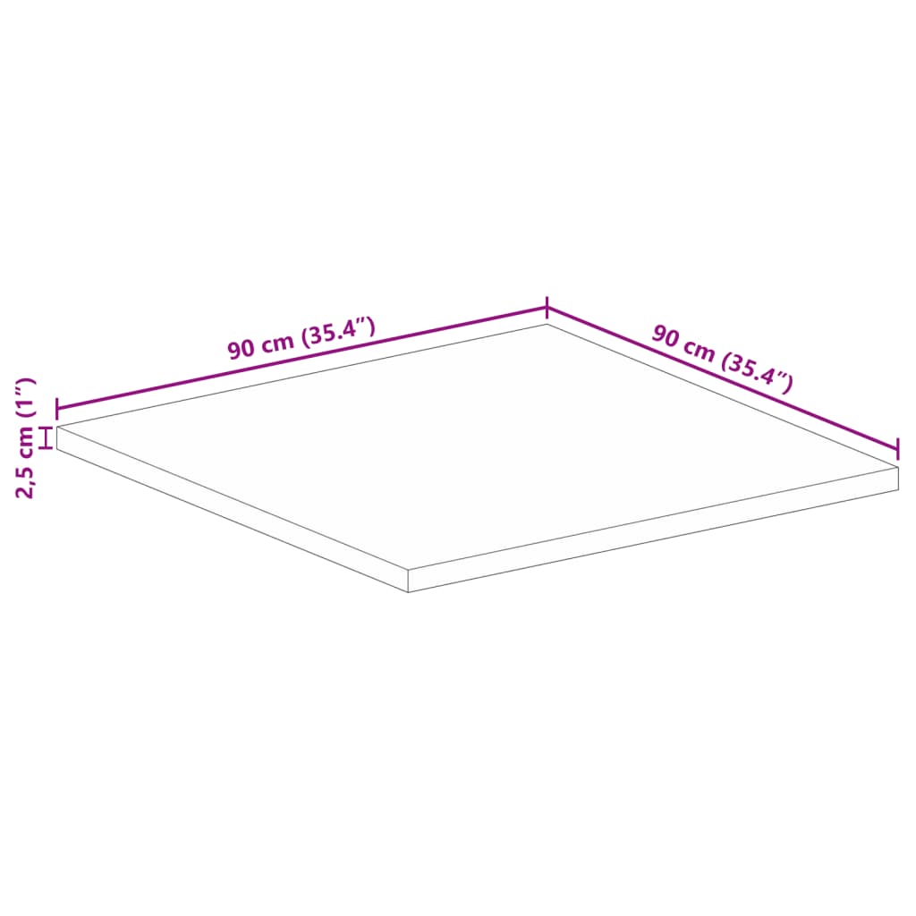 Stolní Deska 90 X 90 X 2,5 Cm Čtvercová Masivní Akáciové Dřevo