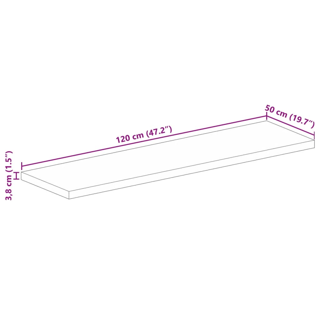 Stolní Deska 120X50X3,8 Cm Obdélníková Masivní Akáciové Dřevo