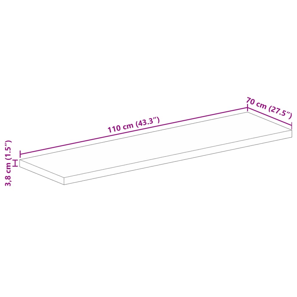 Stolní Deska 110X70X3,8 Cm Obdélníková Masivní Akáciové Dřevo