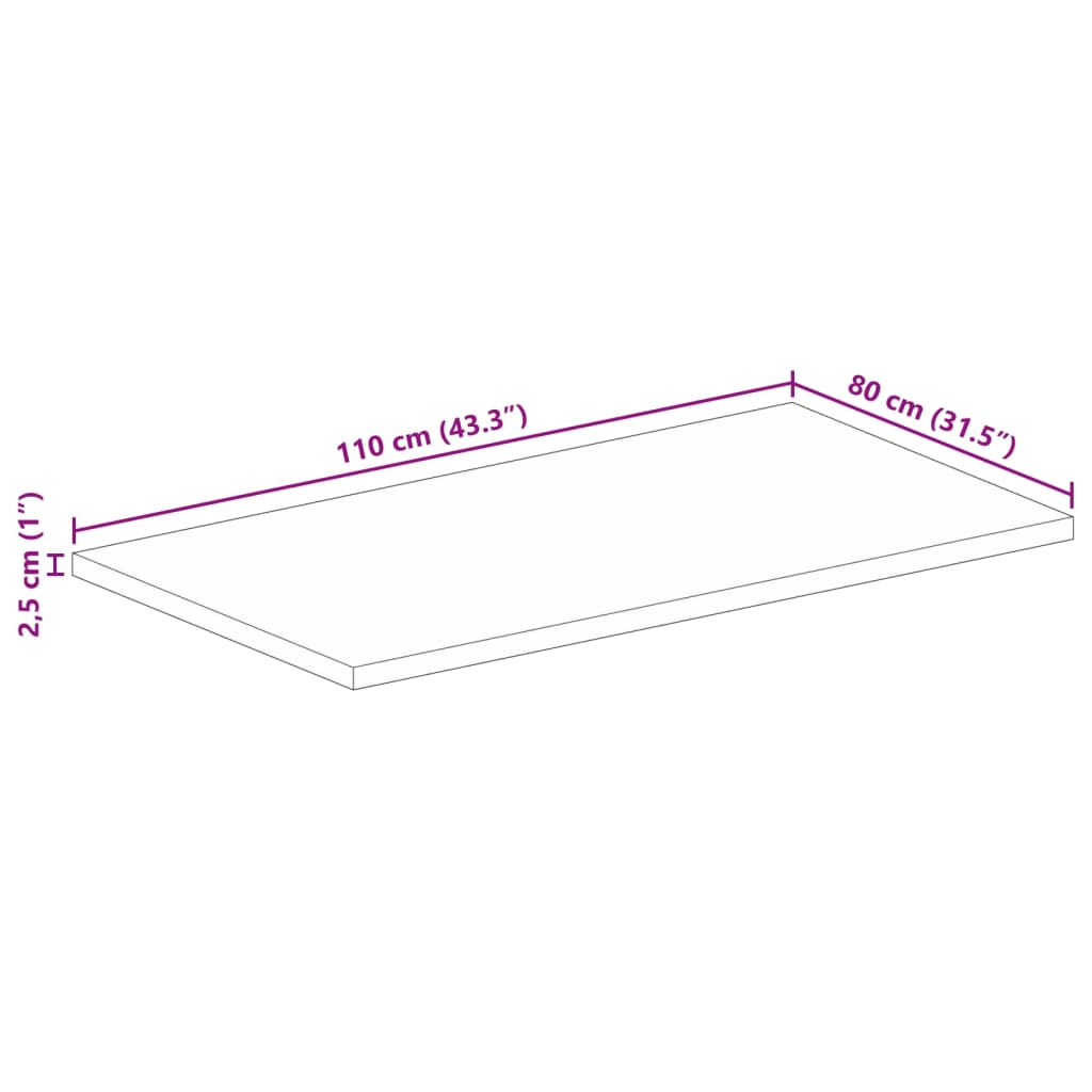 Stolní Deska 110X80X2,5Cm Obdélníková Masivní Recyklované Dřevo