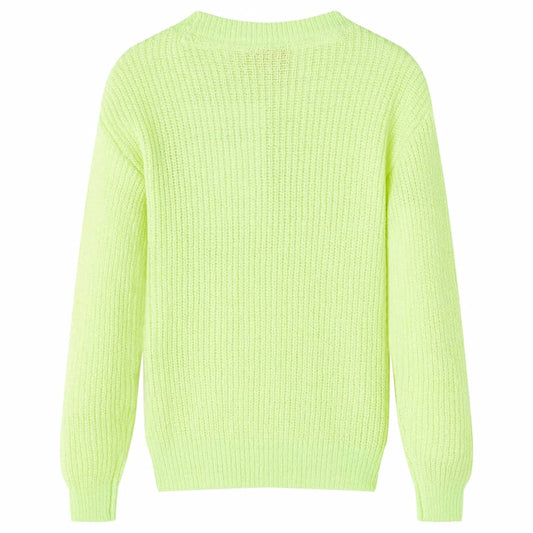 Dětský Svetr Pletený Neonově Žlutý 116