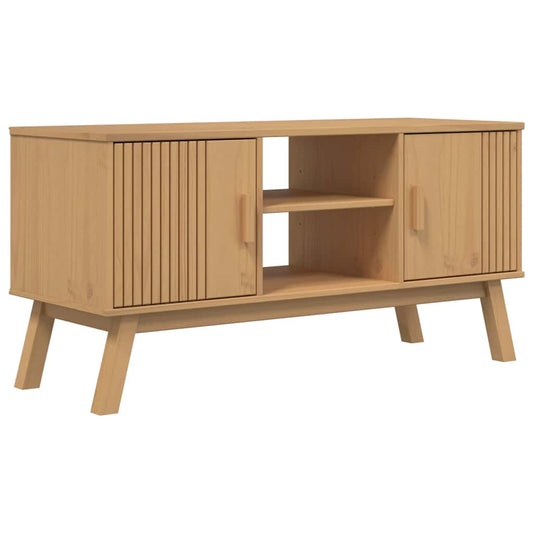 Tv Skříňka Olden Hnědá 114 X 43 X 57 Cm Masivní Borové Dřevo