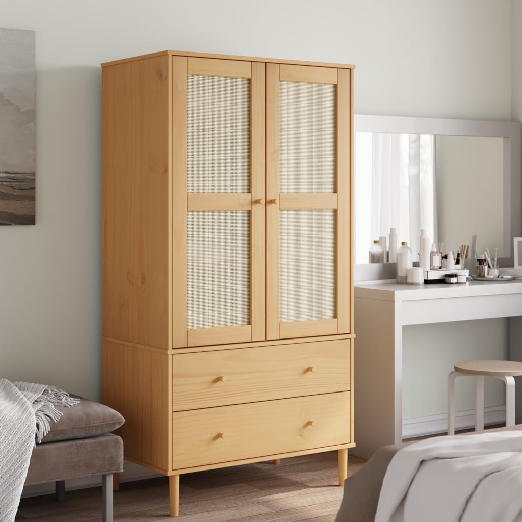 Šatní Skříň Senja Ratanový Vzhled 90X55X175 Cm Borovice