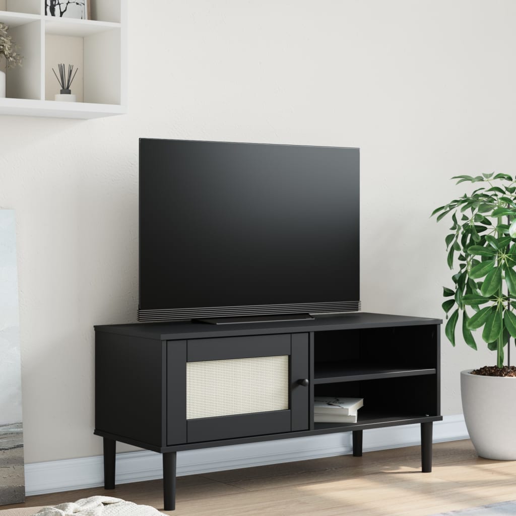 Tv Skříňka Senja Ratanový Vzhled 106 X 40 X 49 Cm Borovice