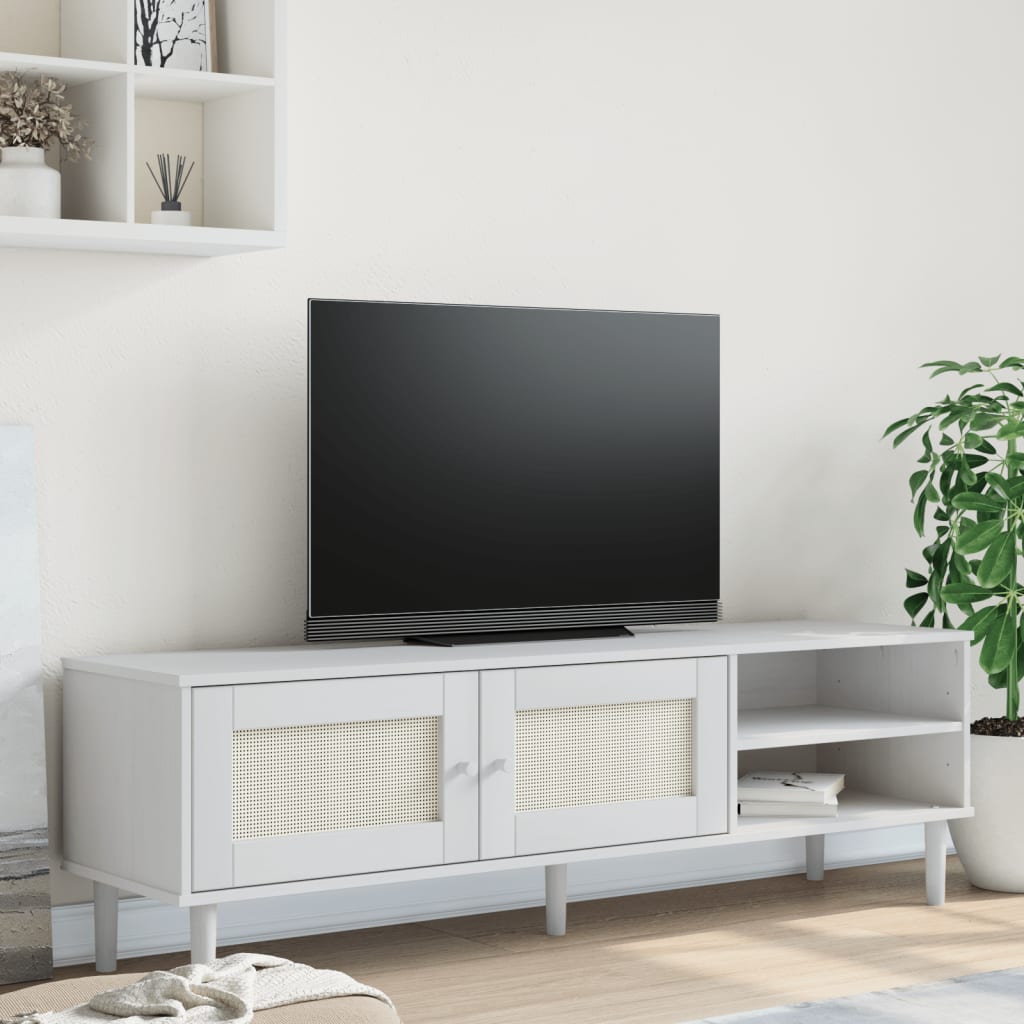 Tv Skříňka Senja Ratanový Vzhled 158X40X49 Cm Borovice
