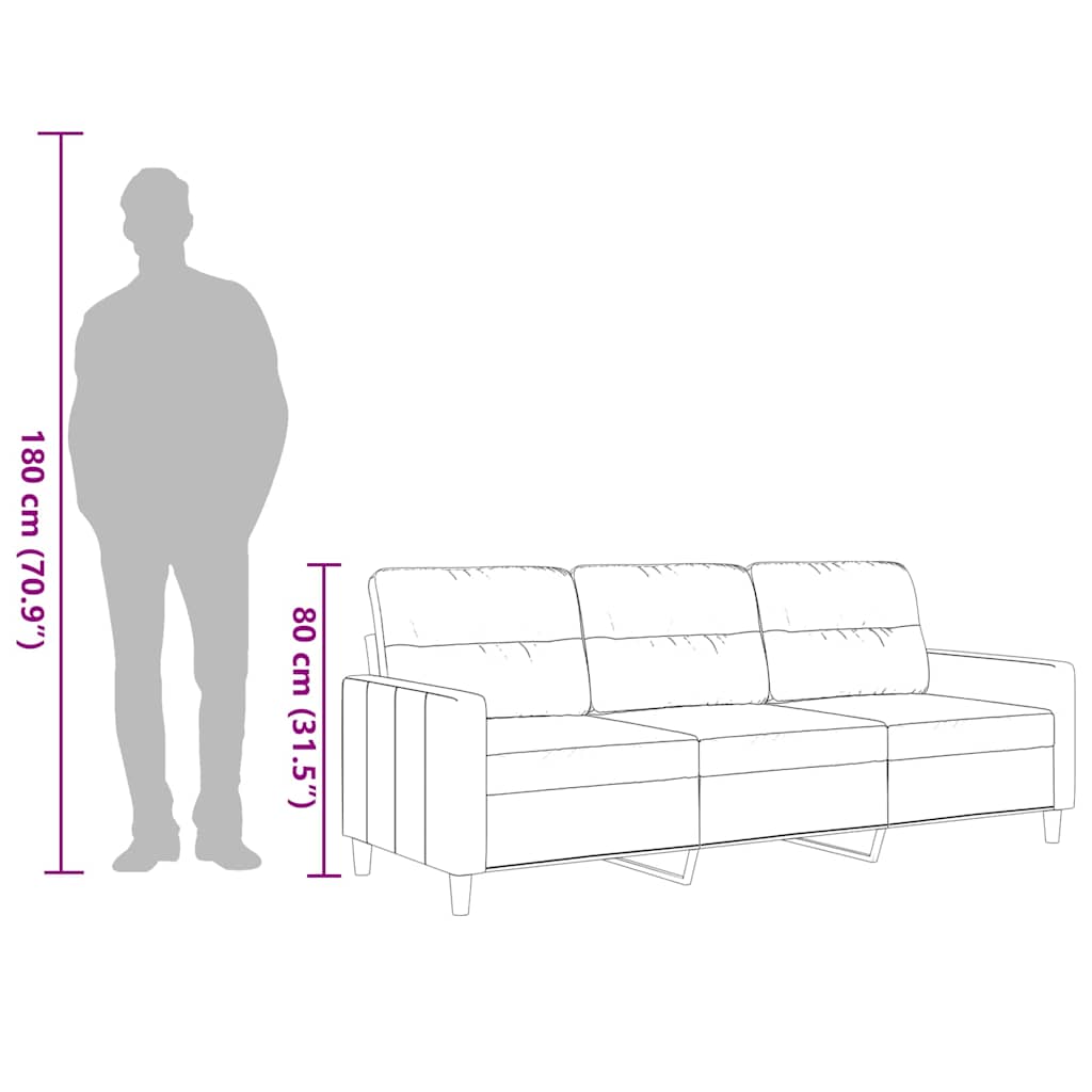 3Místná Pohovka Hnědá 180 Cm Textil