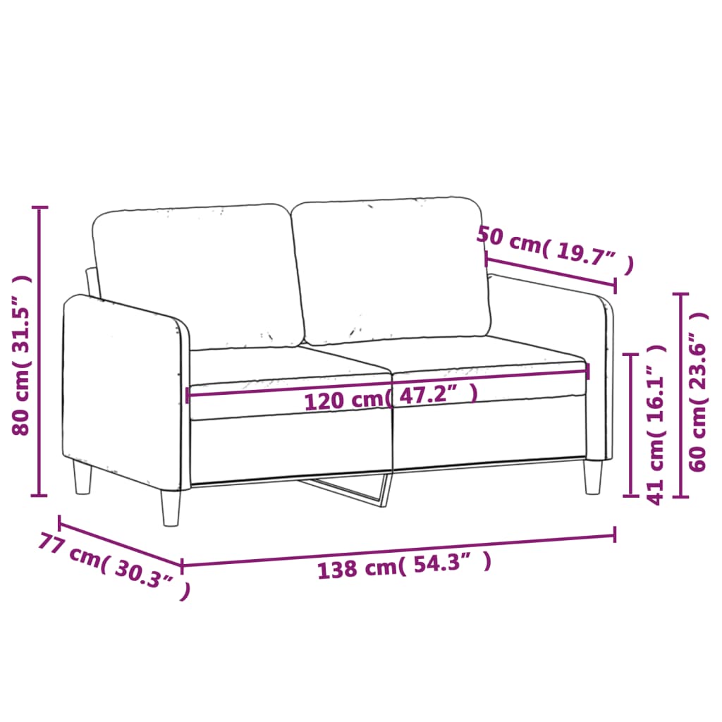 2Místná Pohovka Vínová 120 Cm Textil
