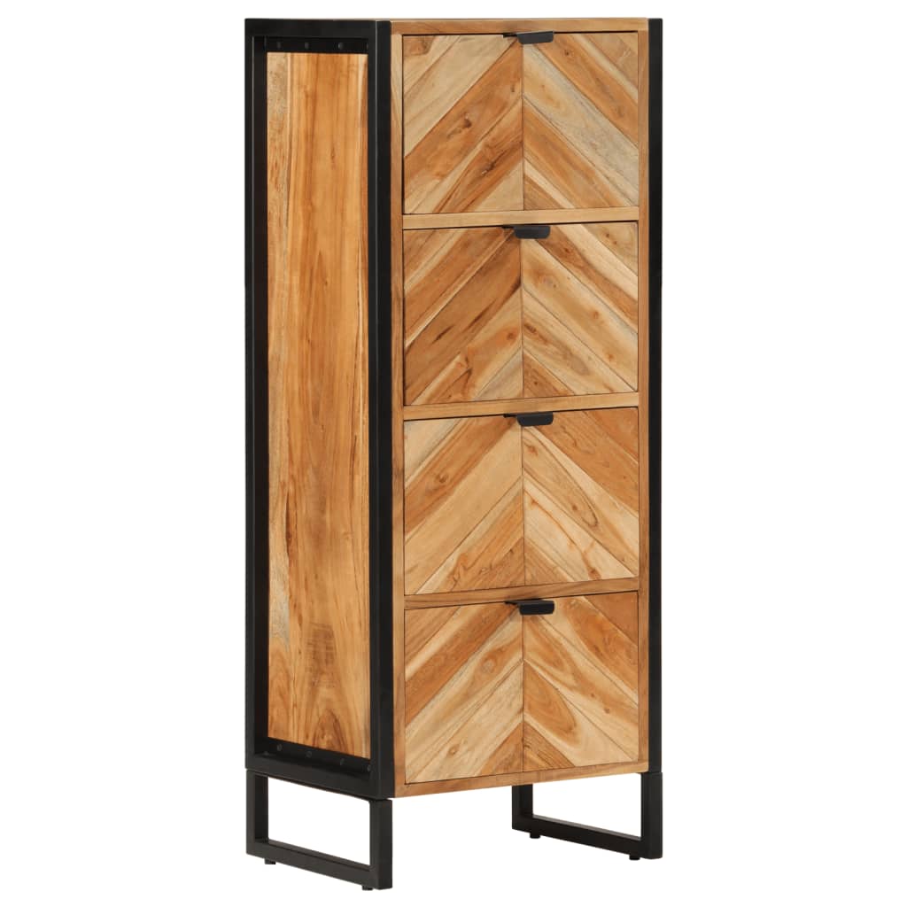 Koupelnová Skříňka 40 X 30 X 100 Cm Masivní Akácie A Železo