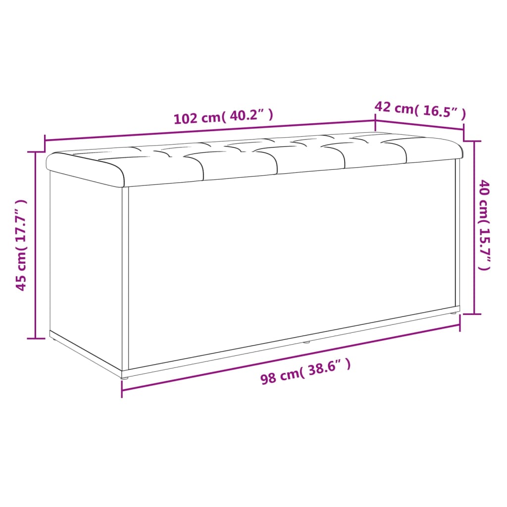 Úložná Lavice Kouřový Dub 102 X 42 X 45 Cm Kompozitní Dřevo