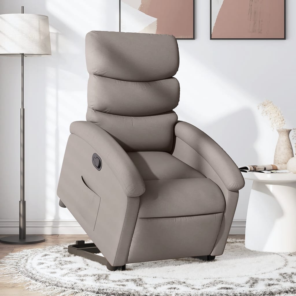 Zvedací Masážní Polohovací Křeslo Textil Taupe