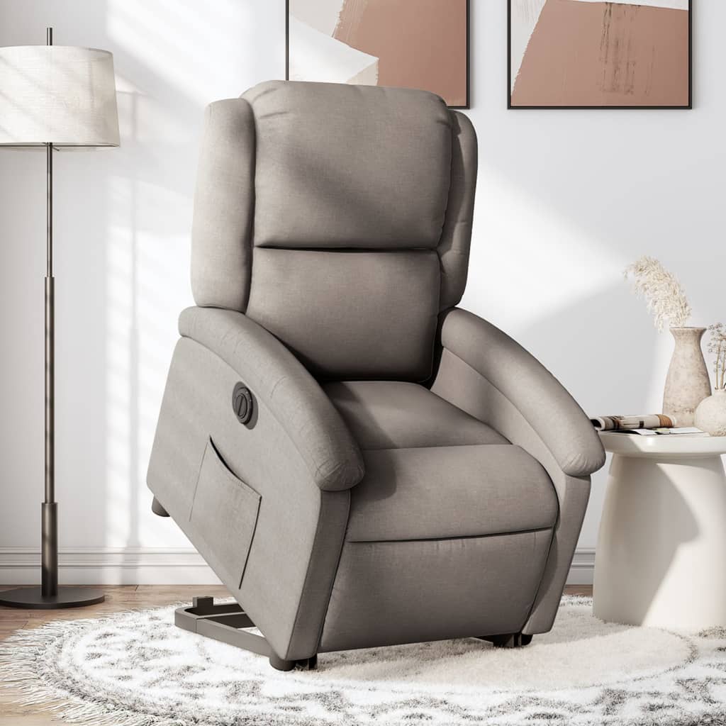 Zvedací Masážní Polohovací Křeslo Textil Taupe