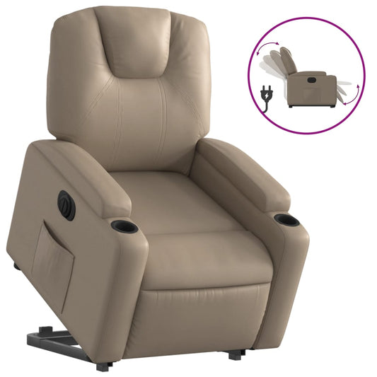 Elektrické Zvedací Polohovací Křeslo Umělá Kůže Cappuccino