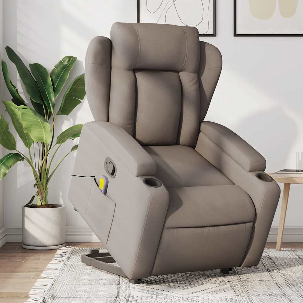 Zvedací Polohovací Křeslo Textil Taupe