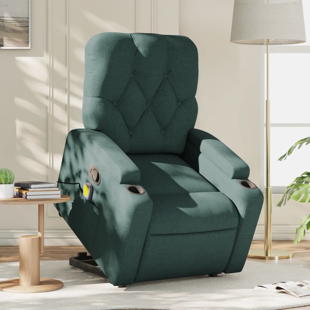 Zvedací Polohovací Křeslo Tmavě Zelené Textil Tmavě Zelená