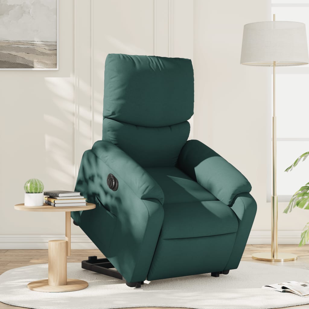 Zvedací Polohovací Křeslo Tmavě Zelené Textil Tmavě Zelená