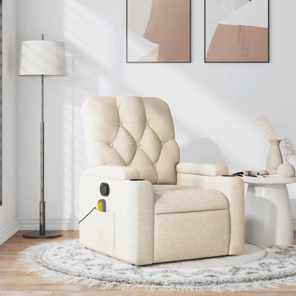Polohovací Křeslo Krémové Textil Krémová