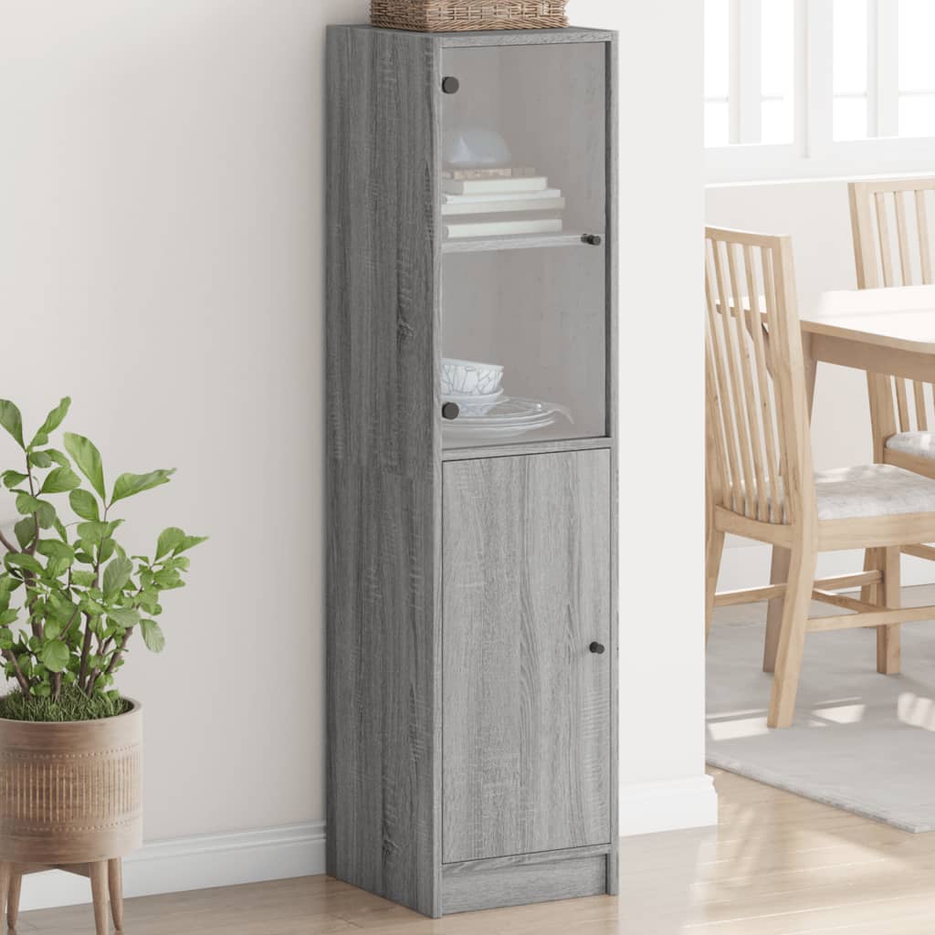 Highboard Se Skleněnými Dvířky 35 X 37 X 142 Cm