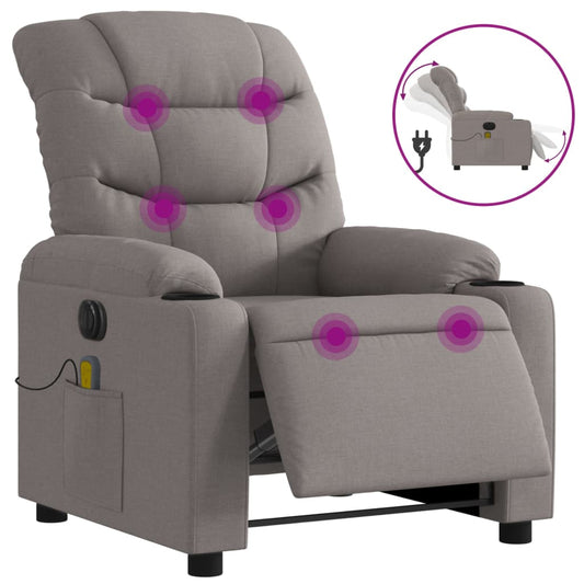 Elektrické Masážní Polohovací Křeslo Textil Taupe