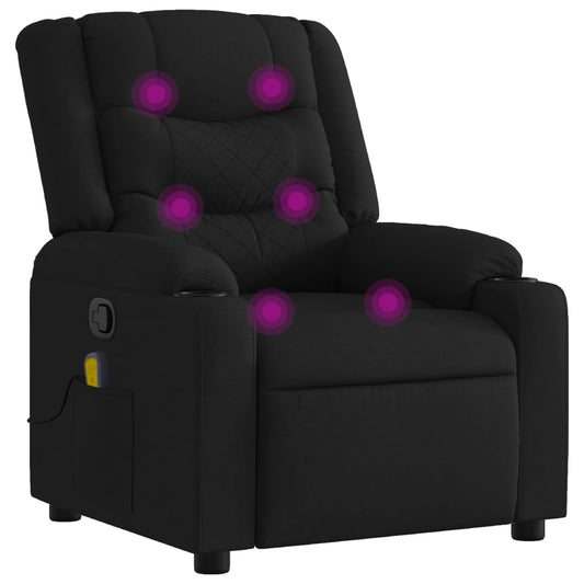 Masážní Křeslo S Polohovacím Mechanismem, Černé, Látkové
