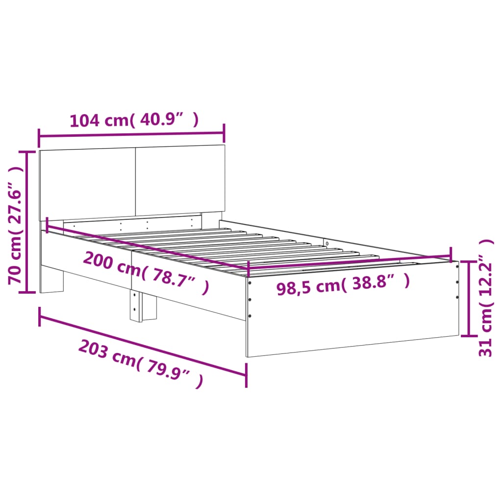 Rám Postele S Čelem Černý 100 X 200 Cm Kompozitní Dřevo
