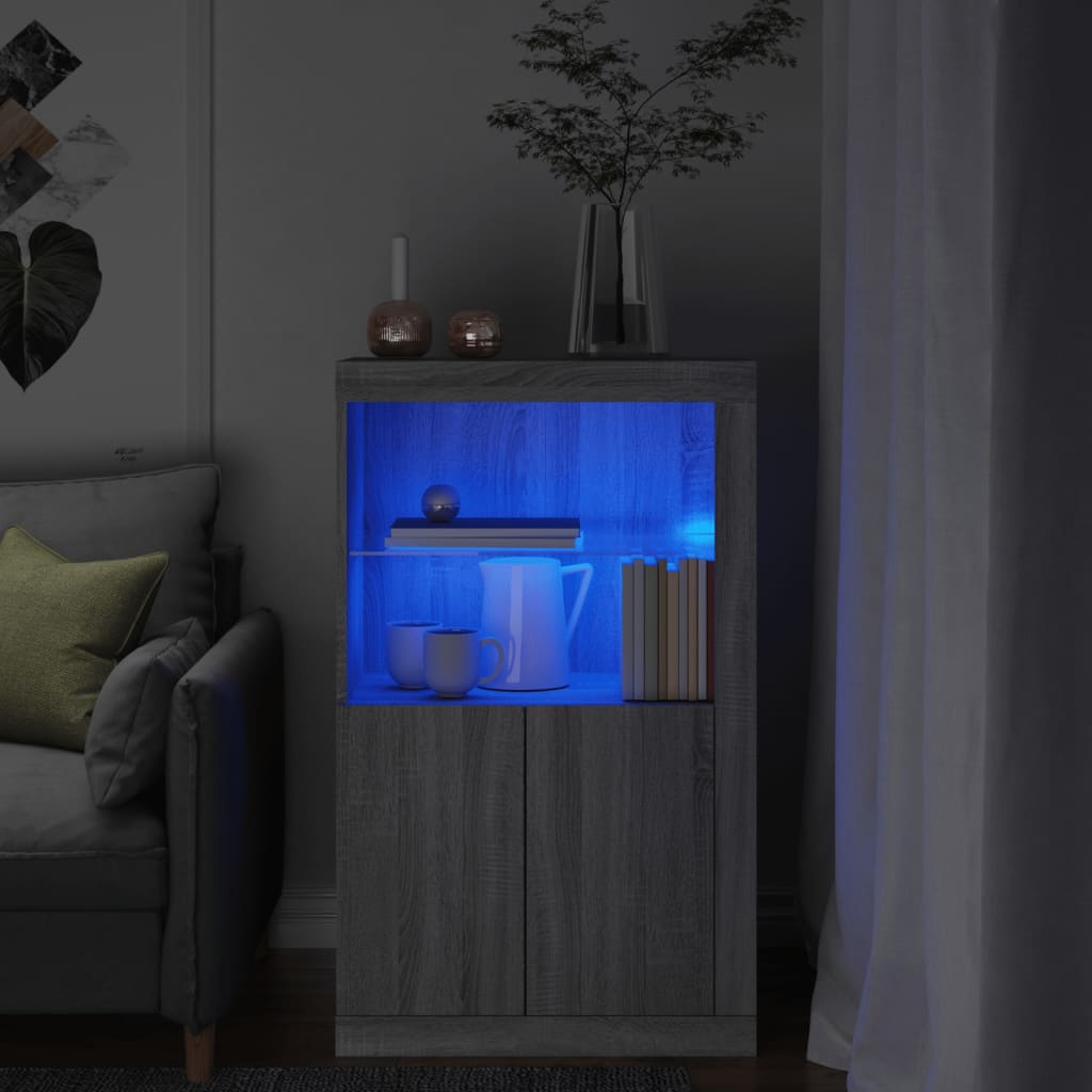 Odkládací Skříňka S Led Osvětlením Kompozitní Dřevo