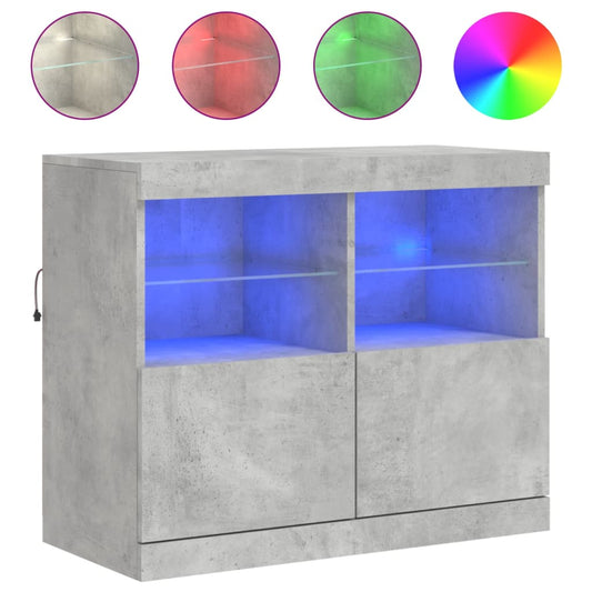 Příborník S Led Osvětlením Betonově Šedý 81 X 37 X 67 Cm