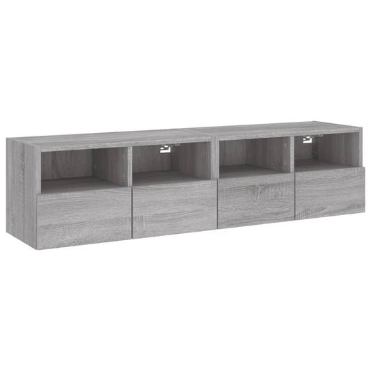 Nástěnné Tv Skříňky 2 Ks Šedé Sonoma 60 X 30 X 30 Cm Kompozit