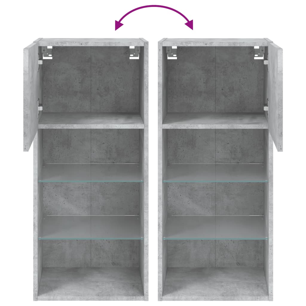 Tv Skříňky S Led Osvětlením 2 Ks Betonově Šedé 40,5X30X90 Cm