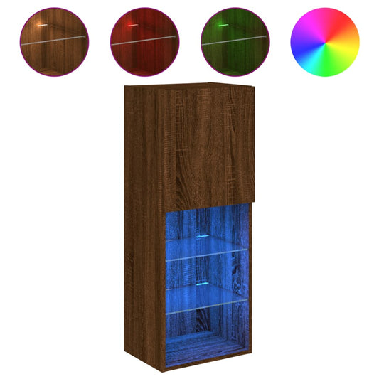 Tv Skříňka S Led Osvětlením Hnědý Dub 40,5 X 30 X 102 Cm