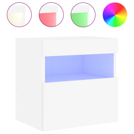 Nástěnná Tv Skříňka S Led Osvětlením Bílá 40 X 30 X 40 Cm