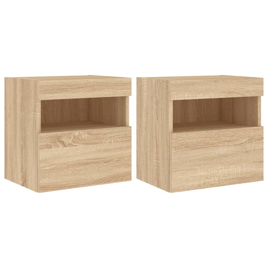 Nástěnné Tv Skříňky S Led Osvětlením 2 Ks Dub Sonoma 40X30X40Cm