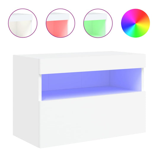 Nástěnná Tv Skříňka S Led Osvětlením Bílá 60 X 30 X 40 Cm