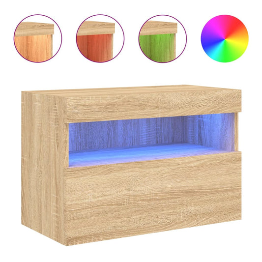 Nástěnná Tv Skříňka S Led Osvětlením Dub Sonoma 60 X 30 X 40 Cm