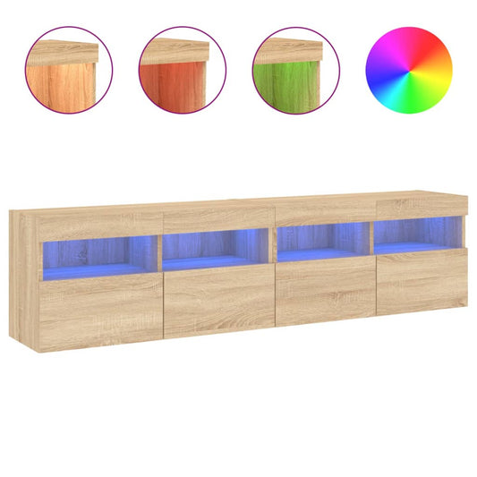 Nástěnné Tv Skříňky S Led Osvětlením 2 Ks Dub Sonoma 80X30X40Cm