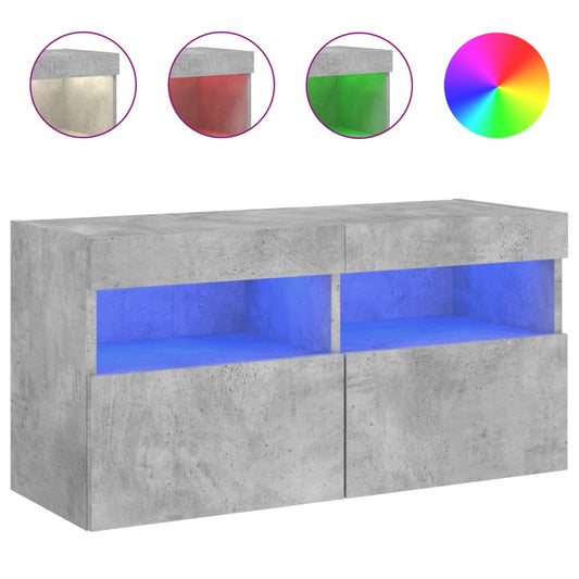 Nástěnná Tv Skříňka S Led Osvětlením Betonově Šedá 80X30X40 Cm