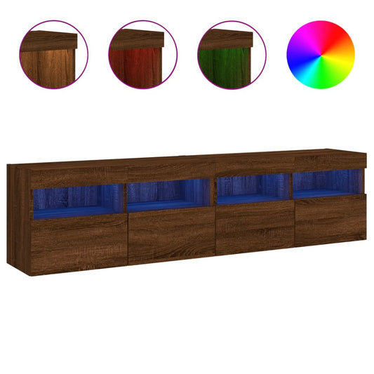 Nástěnné Tv Skříňky S Led Osvětlením 2 Ks 80X30X40 Cm