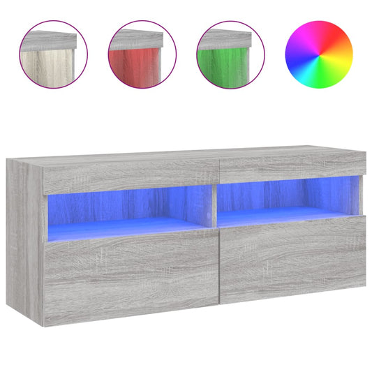 Nástěnná Tv Skříňka S Led Osvětlením Šedá Sonoma 100X30X40 Cm