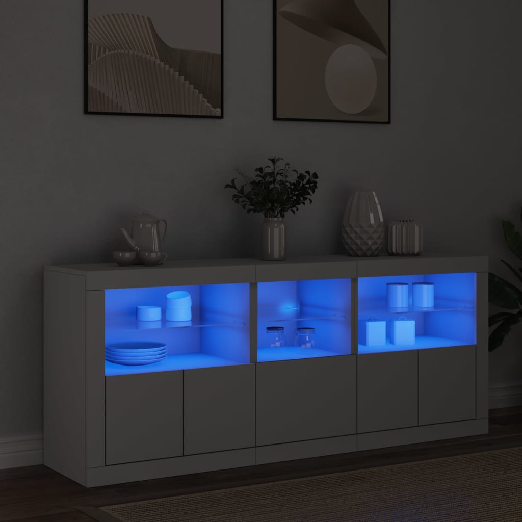 Příborník S Led Osvětlením Betonově Šedý 162 X 37 X 67 Cm