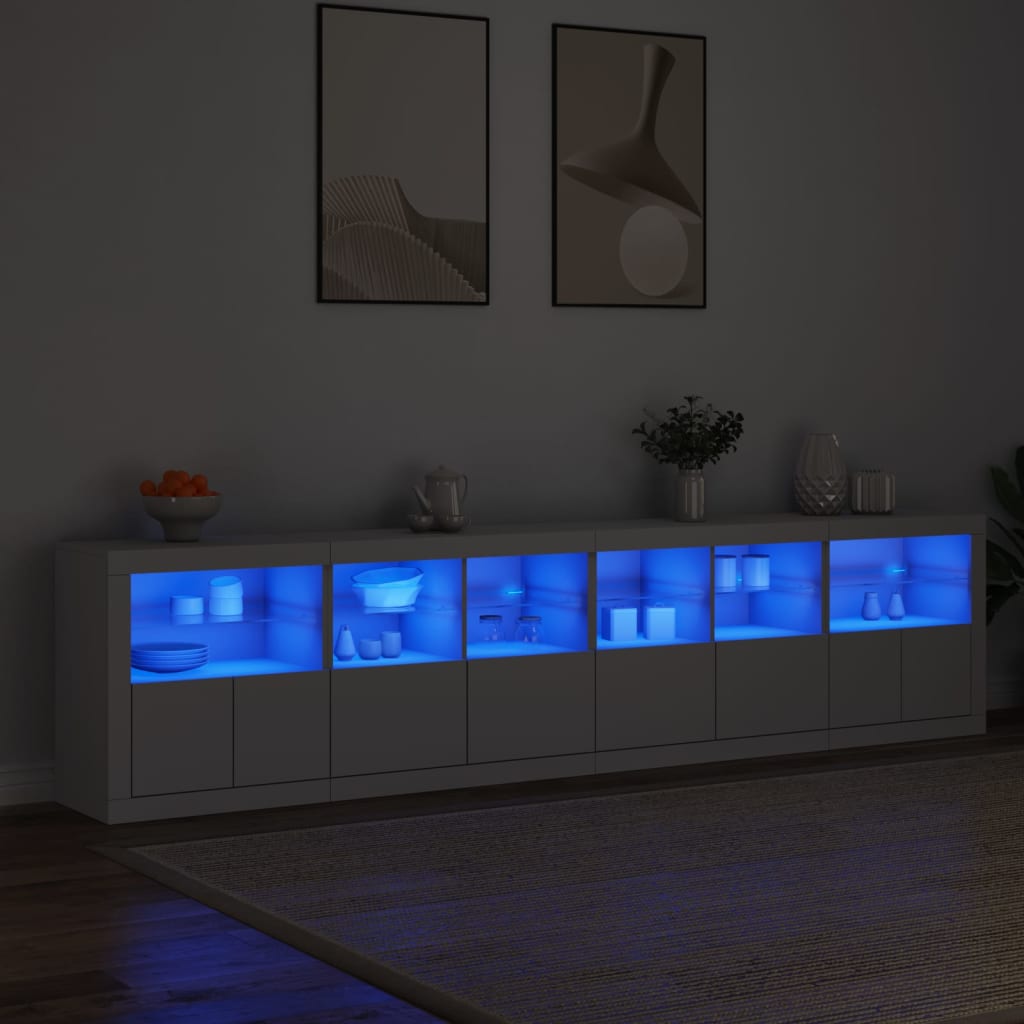 Příborník S Led Osvětlením Betonově Šedý 283 X 37 X 67 Cm