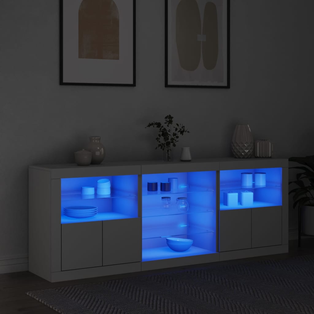 Příborník S Led Osvětlením Betonově Šedý 181,5 X 37 X 67 Cm